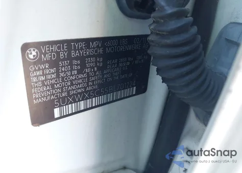 2011 BMW X3 xDrive28I z USA, uszkodzony, nr VIN 5UXWX5C55BL701224